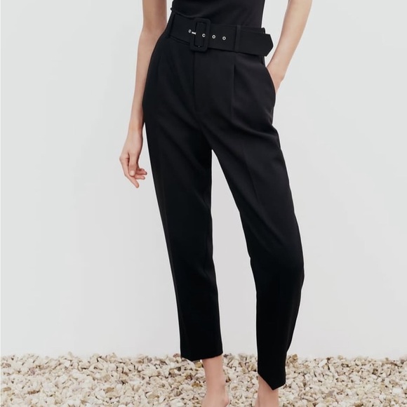 Zara High Waisted Trousers with Lined Belt 4387/040 - Size M - Picture 8 of 8